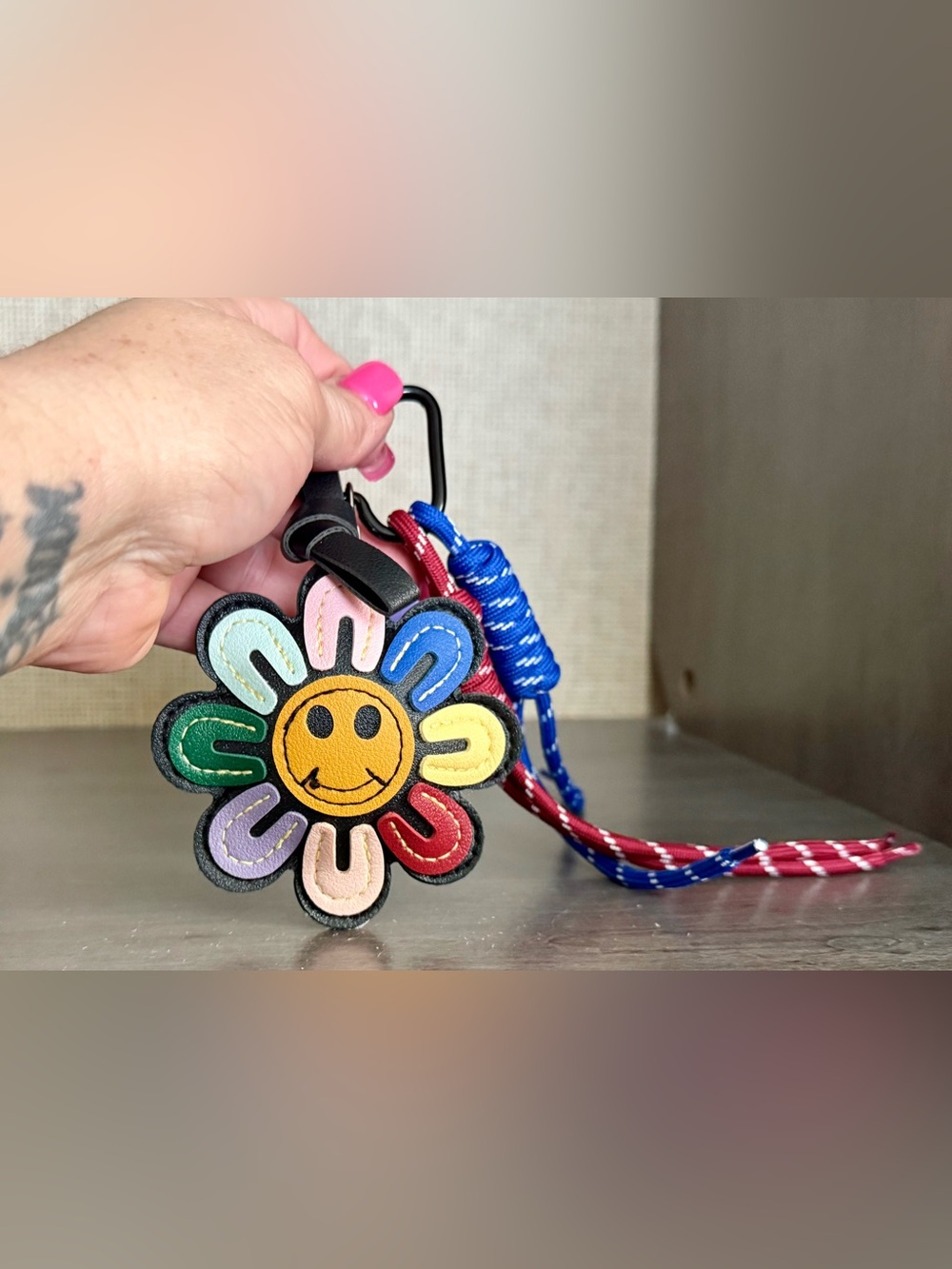 Gorgeous Multicolored Smily Face Flower Bag Charm